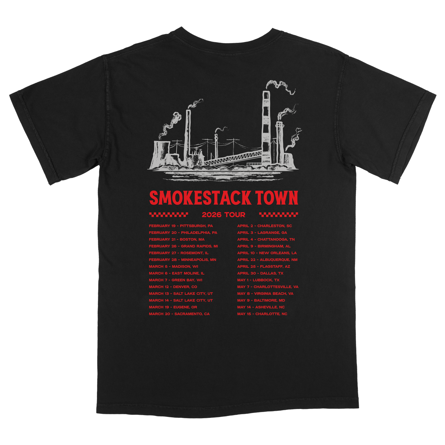Smokestack Town 2026 Black Tour Tee