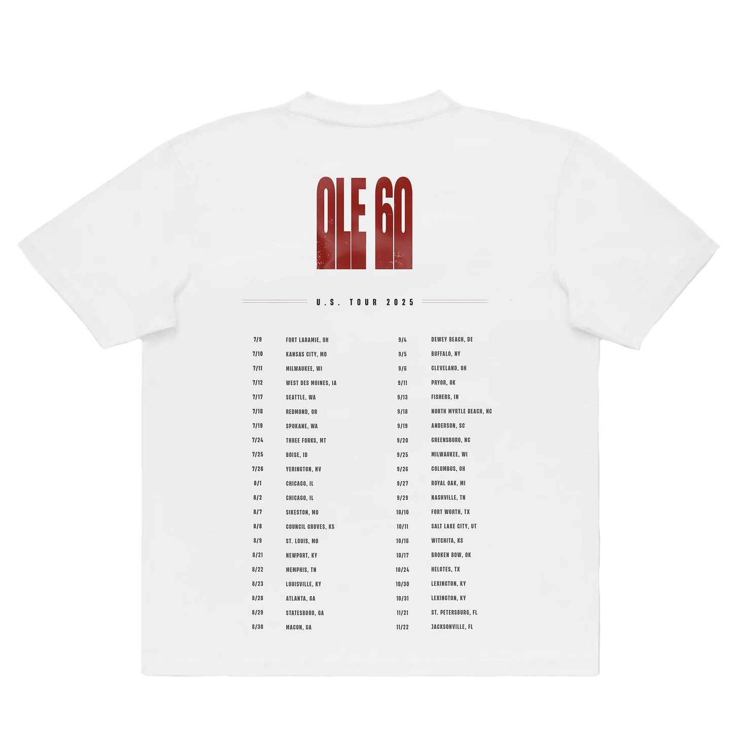 2025 White Tour Tee